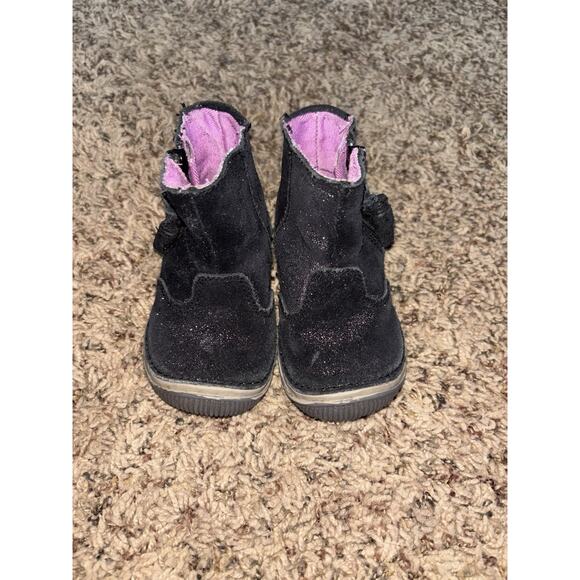 Stride Rite "Zoe" toddler girl sz. 4.5 Wide blk sparkle ankle boot/shoe. Adorabl - Picture 10 of 11